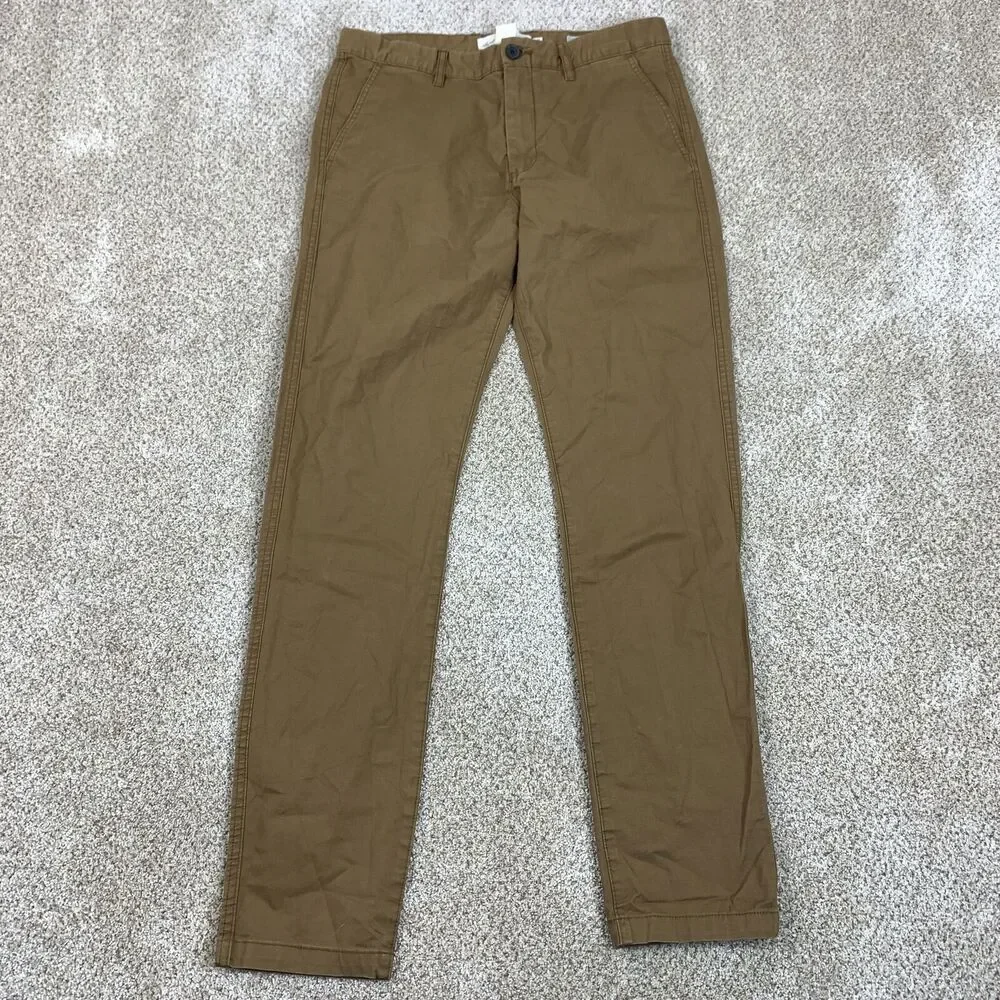 H&M Skinny Fit Pants Men's 32x31 Brown Stretch Casual Chino - Picture 1 of 9